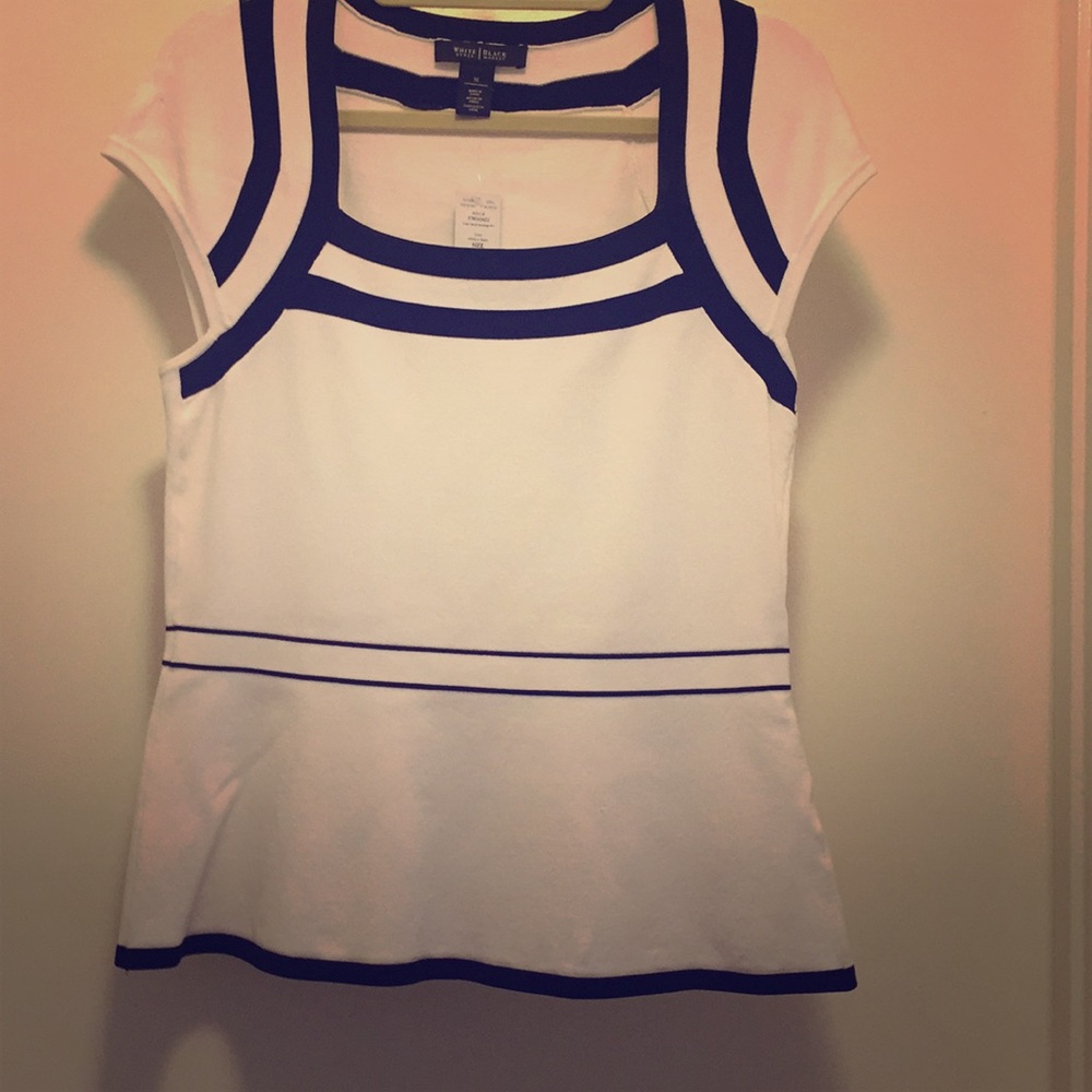 Great for work: white and black cap sleeve blouse